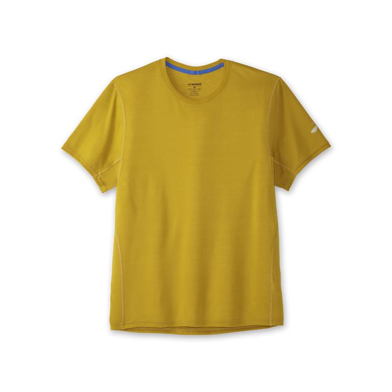 Brooks Distance Men's Short Sleeve Running Shirt - Golden Hour (79306-OUIB)